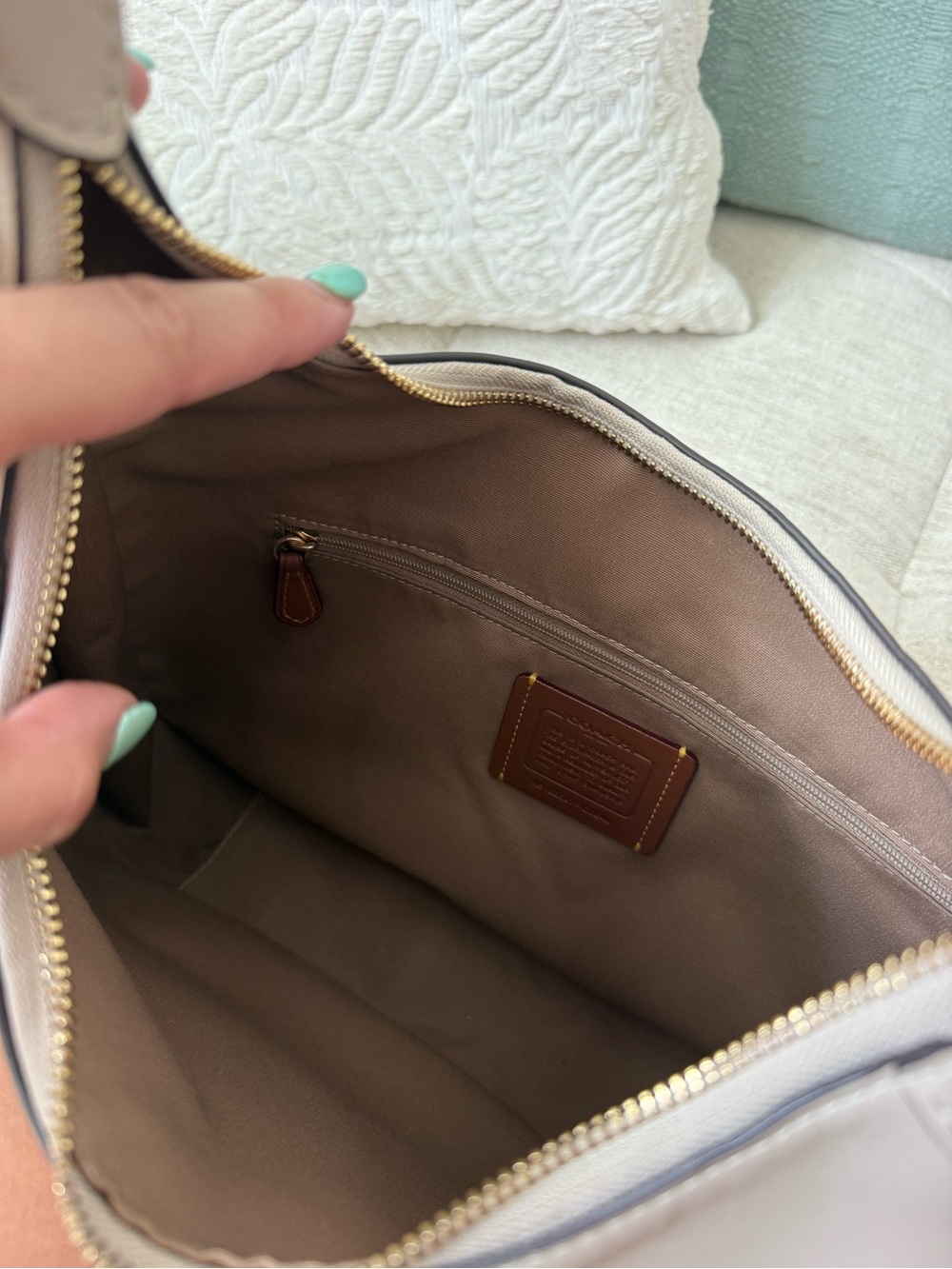 Coach Ella Leather Hobo in Light Beige - Picture 6 of 7
